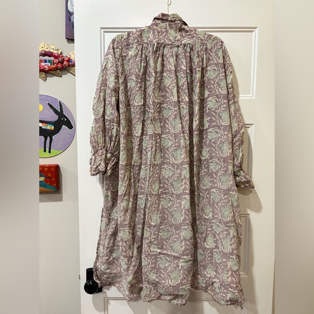 Magnolia Pearl Cordelia Night Shirt Cotton Gauze Block Print Top - Picture 5 of 7